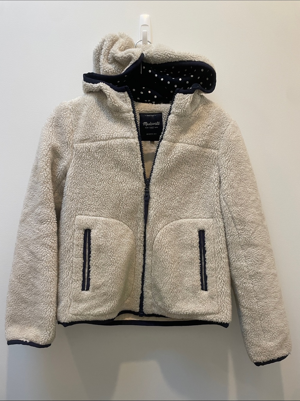 Madewell Sherpa Hooded Fleece with Polka Dot Hood Size XS